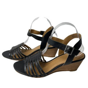 Susina Terra Huarache Style Wedge Leather Sandal‎ in Black Size 9M NWOT